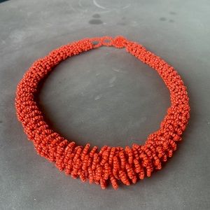 CUSTOM Beaded Necklace in Coral Color / Statement Piece!